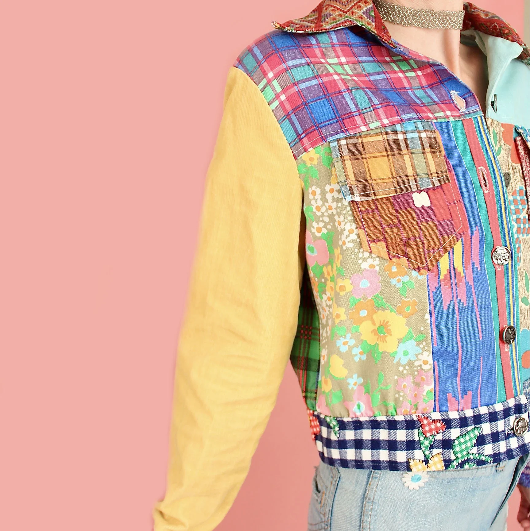 RARE ViNtAgE 70's Kennington Cropped Patchwork Hippie Jacket